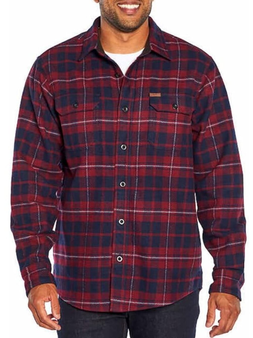 ORVIS Big Bear Heavyweight Flannel Shirt Shacket Sangria Plaid Small Button Down
